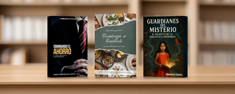 Our founder’s three books: Dominando el Ahorro, Comienza a Cuidarte and El Secreto de la Biblioteca Prohibida